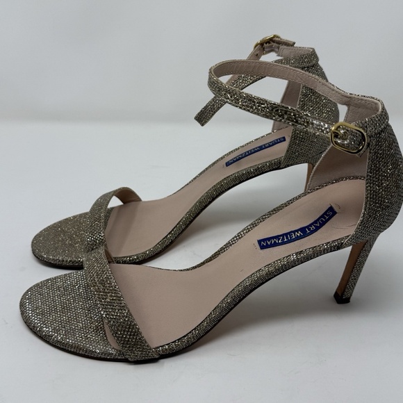 Stuart Weitzman Nudist Gold Glitter Sandals Heels Women’s Size 11 EUC - Picture 6 of 15